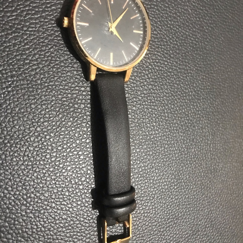 Black leather watch
